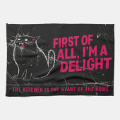 First Of All I'm A Delight Roaring Black Cat キッチンタオル (横)