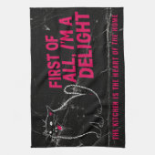 First Of All I'm A Delight Roaring Black Cat キッチンタオル (縦)