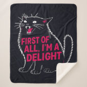 First Of All I'm A Delight Roaring Black Cat シェルパブランケット (正面)