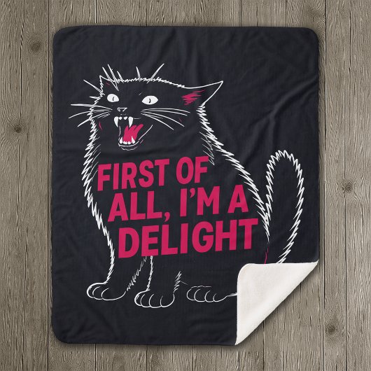 First Of All I'm A Delight Roaring Black Cat シェルパブランケット