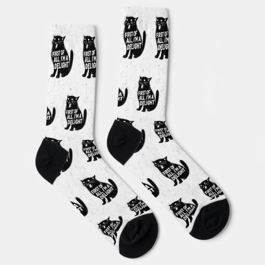 First Of All I'm A Delight Roaring Black Cat ソックス (右)