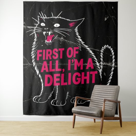 First Of All I'm A Delight Roaring Black Cat タペストリー (インサイチュ)