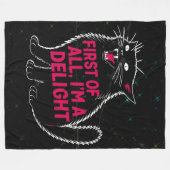 First Of All I'm A Delight Roaring Black Cat フリースブランケット (正面(横))