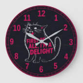 First Of All I'm A Delight Roaring Black Cat ラージ壁時計 (正面)