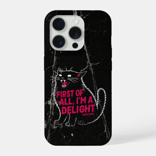 First Of All I'm A Delight Roaring Black Cat iPhoneケース (裏面)