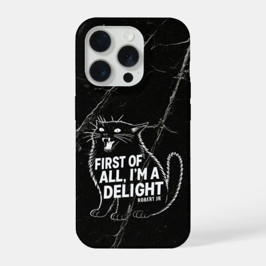 First Of All I'm A Delight Roaring Black Cat iPhoneケース (裏面)