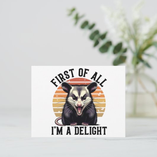 First of All, I'm a Delight –Sarcastic Opossum Art ポストカード (スタンド正面)