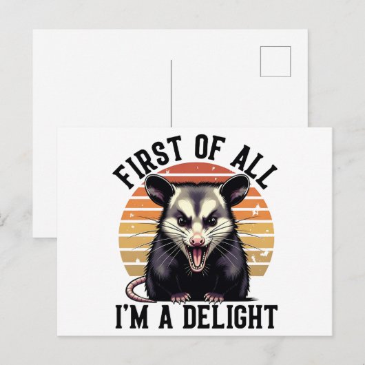 First of All, I'm a Delight –Sarcastic Opossum Art ポストカード (正面/裏面)