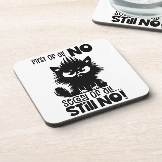 First Of All, No Funny Cat Lover Gift  コースター (左側)