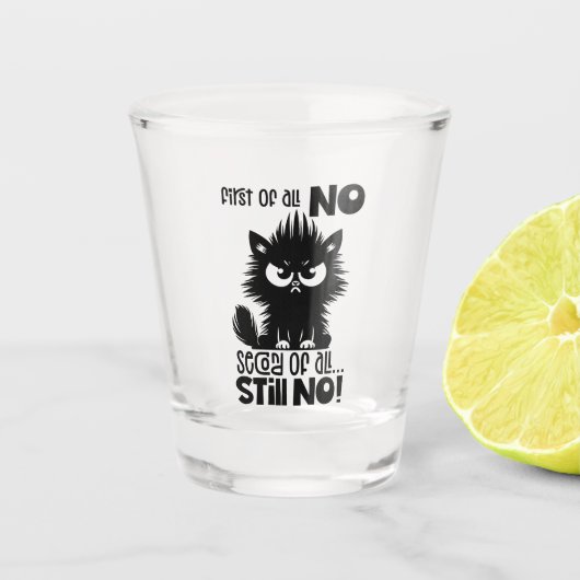 First Of All, No Funny Cat Lover Gift  ショットグラス (正面)