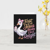 First Of Jesus Thinks A Delight Funny Goose Meme カード (黄色い花)