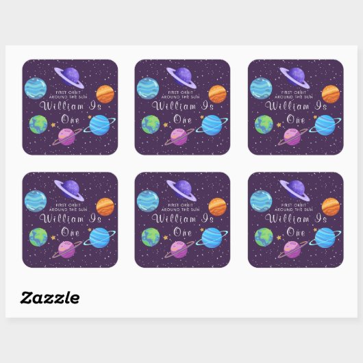 First Orbit Around the Sun Space Birthday Sticker  スクエアシール (シート)