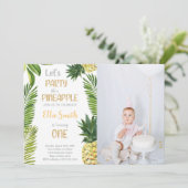 First Pineapple Birthday Invitations with photo 招待状 (スタンド正面)