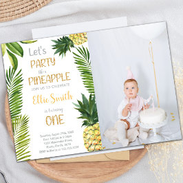 First Pineapple Birthday Invitations with photo 招待状