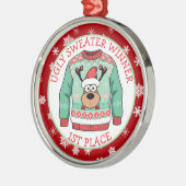 First Place Ugly Sweater Winner Christmas メタルオーナメント (左)