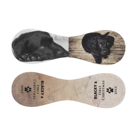 First Puppy`s Christmas Dog Rustic Photo Collage 野球ボール (パネル)