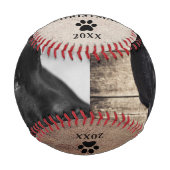 First Puppy`s Christmas Dog Rustic Photo Collage 野球ボール (正面)