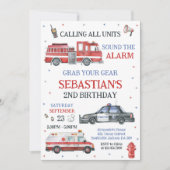 First Responders Emergency Vehicles Birthday  招待状 (正面)