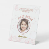 First Rode Pink Western Cowgirl Party Favor 台座サイン (正面)