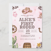 "First Rodeo" ウェスタン 1歳の誕生日 招待状 (正面)