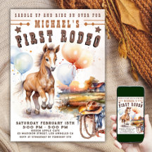 First RODEO | ワイルドウエストカウボーイ 1歳の誕生日おめでとう ボーイ