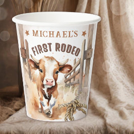 First RODEO | ワイルドウエスト ブルカウボーイ 1歳の誕生日 紙コップ
