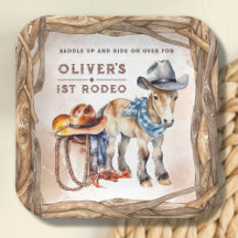 First RODEO | 男の子カウボーイ1歳の誕生日紙皿