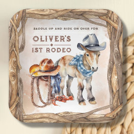 First RODEO | 男の子カウボーイ1歳の誕生日紙皿 ペーパープレート