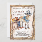 First RODEO | 男の子カウボーイ 1歳の誕生日 招待状 (正面)