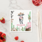 First Rodeo 1st Birthday Baby Cow スタンダードカクテルナプキン (インサイチュ)