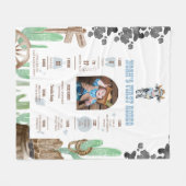 First Rodeo 1st Birthday Baby Cow Milestone Sign フリースブランケット (正面(横))