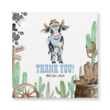 First Rodeo 1st Birthday Baby Cow Thank You