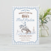 First Rodeo 1st Birthday Blue Western 招待状 (スタンド正面)