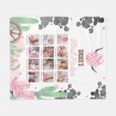 First Rodeo 1st Birthday Boho Wild West Photo Sign フリースブランケット (正面(横))