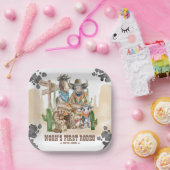 First Rodeo 1st Birthday Cute Animals Wild West ペーパープレート (パーティー)