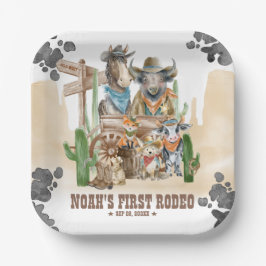 First Rodeo 1st Birthday Cute Animals Wild West ペーパープレート