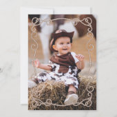 First Rodeo 1st Birthday Girl Dusty Pink Cow Print 招待状 (裏面)