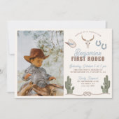 First Rodeo 1st Birthday Invitation with Photo 招待状 (正面)