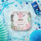First Rodeo 1st Birthday Pink Boho Wild West ペーパープレート (パーティー)
