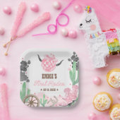 First Rodeo 1st Birthday Pink Boho Wild West ペーパープレート (パーティー)