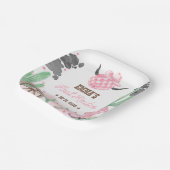 First Rodeo 1st Birthday Pink Boho Wild West ペーパープレート (傾斜あり)