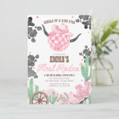 First Rodeo 1st Birthday Pink Boho Wild West 招待状 (スタンド正面)