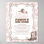 First Rodeo 1st Birthday Pink Time Capsule Sign ポスター (正面)