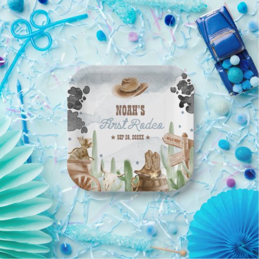 First Rodeo 1st Birthday Rustic Wild West ペーパープレート (パーティー)