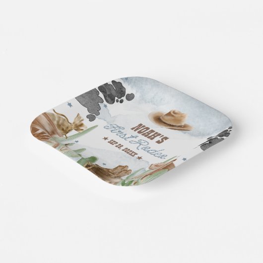 First Rodeo 1st Birthday Rustic Wild West ペーパープレート (傾斜あり)