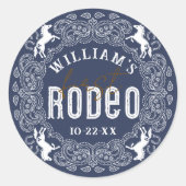 First Rodeo 1st Birthday Sticker - Navy Blue Weste ラウンドシール (正面)