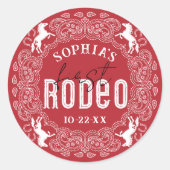 First Rodeo 1st Birthday Sticker - Red Western Par ラウンドシール (正面)
