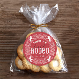 First Rodeo 1st Birthday Sticker - Red Western Par ラウンドシール