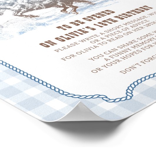 First Rodeo 1st Birthday Western Time Capsule Sign ポスター (角)