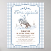 First Rodeo 1st Birthday Western Time Capsule Sign ポスター (正面)